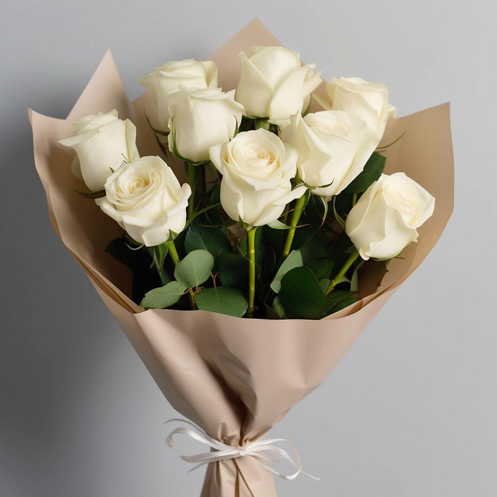 Букет 9 Белых роз Эдлесс Лав в Вольске