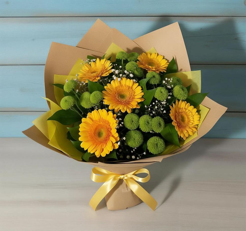 Букет цветов из: Герберы и Хризантемы в Вольске