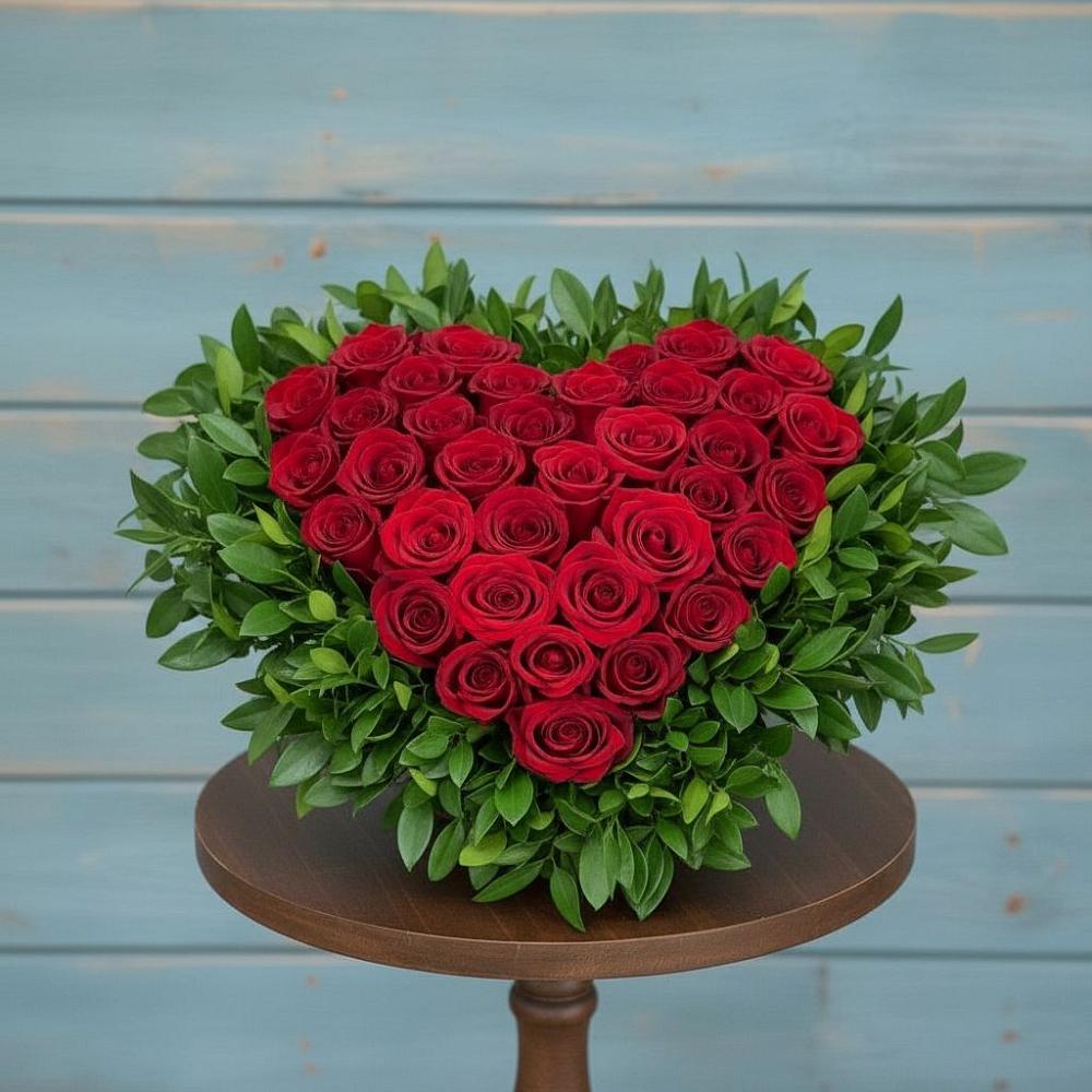 Цветочная композиция из Розы в виде сердца в Вольске