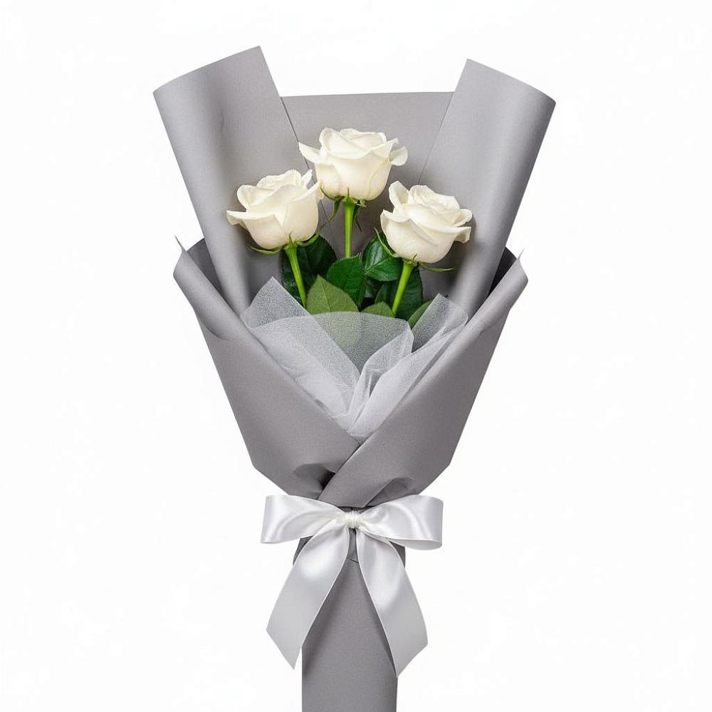 Букет 3 белые розы в Вольске