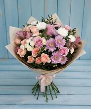 Букет цветов из:  Хризантемы, Розы и Альстромерии #REPLACE_PRED# Вольске